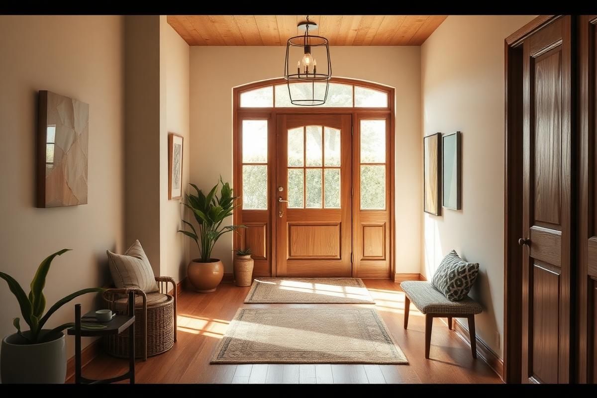 Hall de entrada acolhedor de uma casa residencial